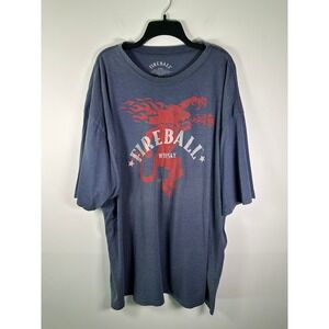Fireball Whisky T-Shirt Mens 4XLT Graphic Flame Logo Blue Red Cotton Blend